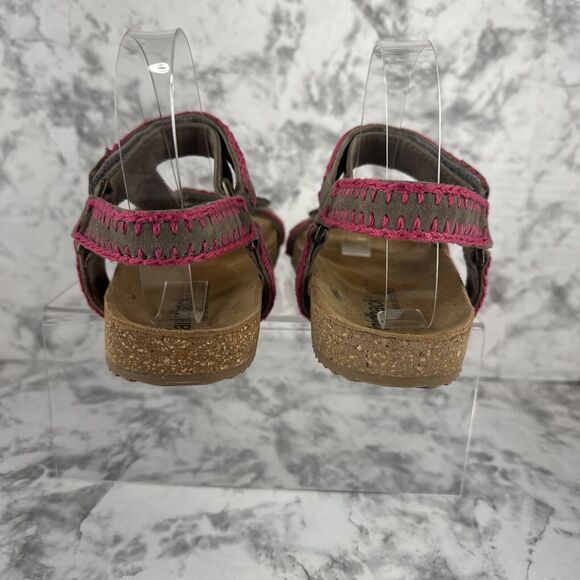 Laidback London Kemle Sandal Pink Embroidered Taupe Leather Sport Strap Boho - Picture 4 of 7